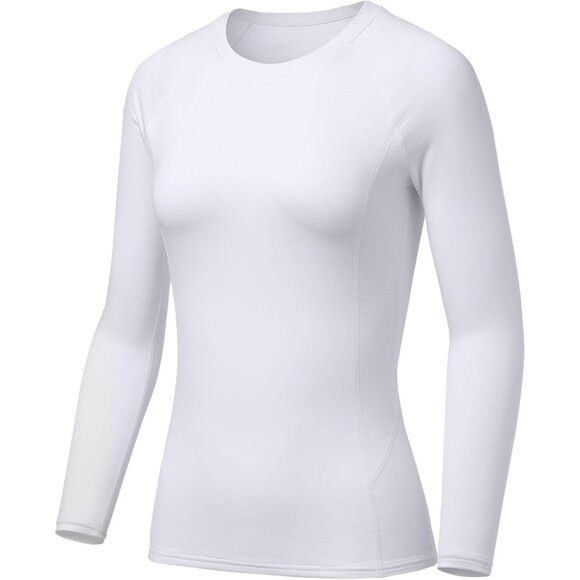 Women's Thermal Long Sleeve Compression Top - Crew & Mock Turtle Neck - Picture 8 of 9